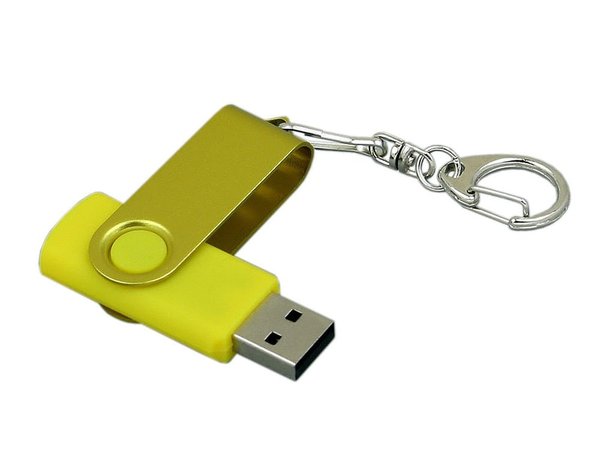 USB 2.0- флешка промо на 64 Гб с поворотным механизмом и однотонным металлическим клипом - USB 2.0- флешка промо на 64 Гб с поворотным механизмом и однотонным металлическим клипом