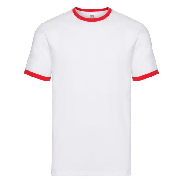 Футболка мужская RINGER T 160 - Футболка "Ringer T", белый с красным_S, 100% х/б, 160 г/м2