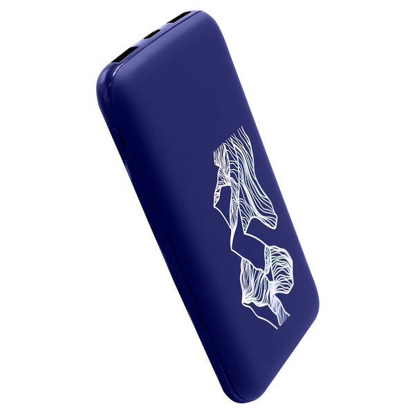 Внешний аккумулятор Kugo, 10000 mAh с подсветкой гравировки - Внешний аккумулятор Kugo, 10000 mAh с подсветкой гравировки, синий
