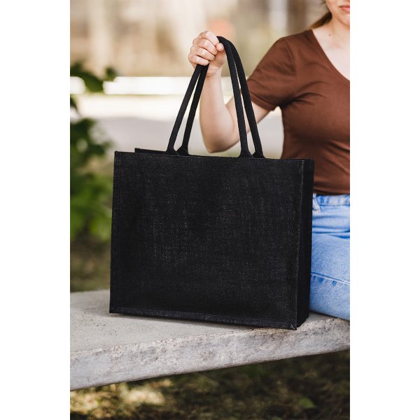 Сумка-шоппер из джута NICE SHOPPER, черная - Сумка-шоппер из джута NICE SHOPPER, черная