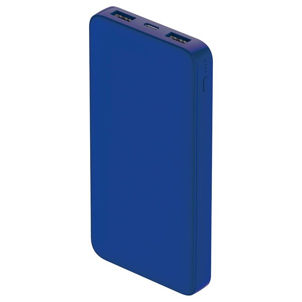 Внешний аккумулятор Polus, 10000 Mah, софт-тач покрытие - Внешний аккумулятор Polus, 10000 Mah, софт-тач покрытие, синий