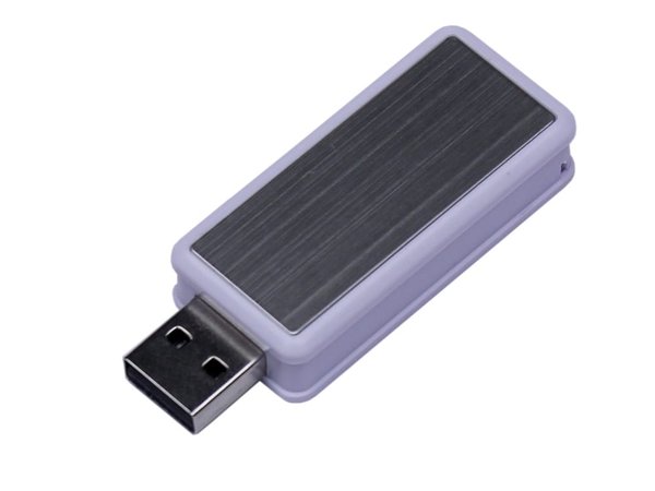 USB 2.0- флешка промо на 32 Гб прямоугольной формы, выдвижной механизм - USB 2.0- флешка промо на 32 Гб прямоугольной формы, выдвижной механизм