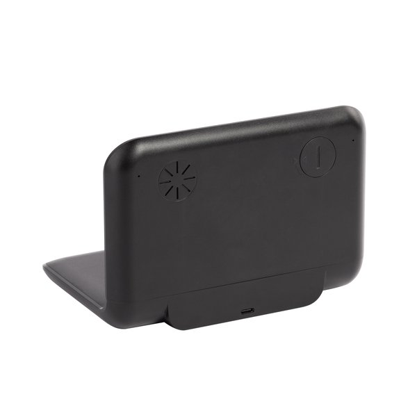 Настольные часы "Smart Time" с беспроводным (15W) зарядным устройством, будильником и термометром, со съёмным дисплеем - Настольные часы "Smart Time" с беспроводным (15W) зарядным устройством, будильником и термометром, со съёмным дисплеем черный