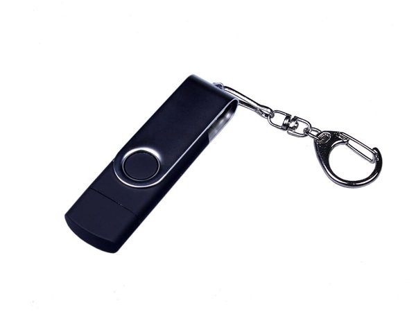 USB 2.0/micro USB/Type-C- флешка на 32 Гб c поворотным механизмом - USB 2.0/micro USB/Type-C- флешка на 32 Гб c поворотным механизмом