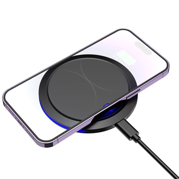 Беспроводное зарядное устройство Pebble 15W, черный - Беспроводное зарядное устройство Pebble 15W, черный