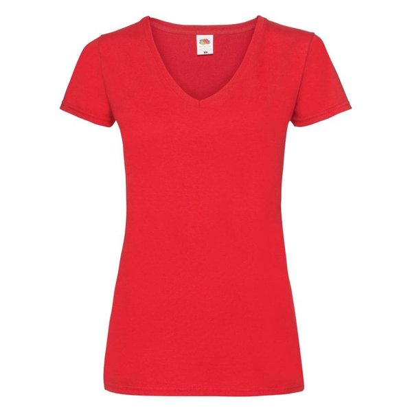 Футболка женская LADY FIT V-NECK T 210 - Футболка "Lady-Fit V-Neck T", красный_S, 95% х/б, 5% эластан, 210 г/м2
