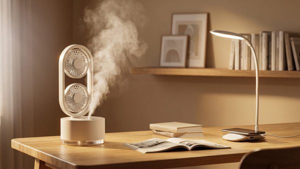 Портативный увлажнитель воздуха "Smart Wind" с двумя вентиляторами - Портативный увлажнитель воздуха "Smart Wind" с двумя вентиляторами белый