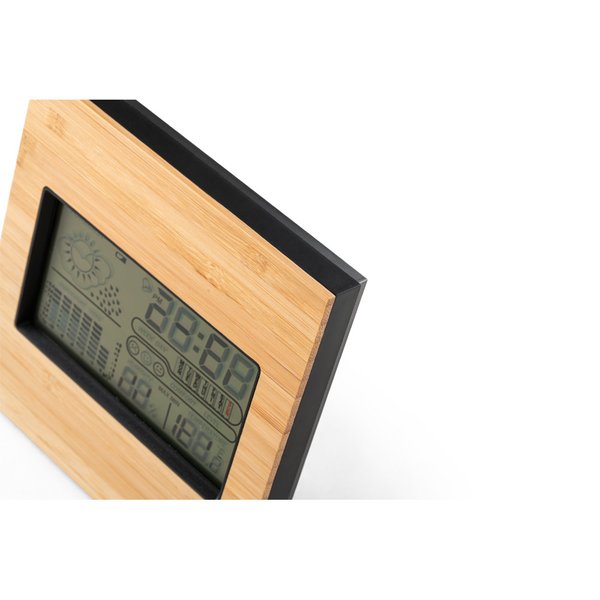Настольная метеостанция с LCD-экраном из ABS и бамбука BROMLEY - Настольная метеостанция с LCD-экраном из ABS и бамбука BROMLEY