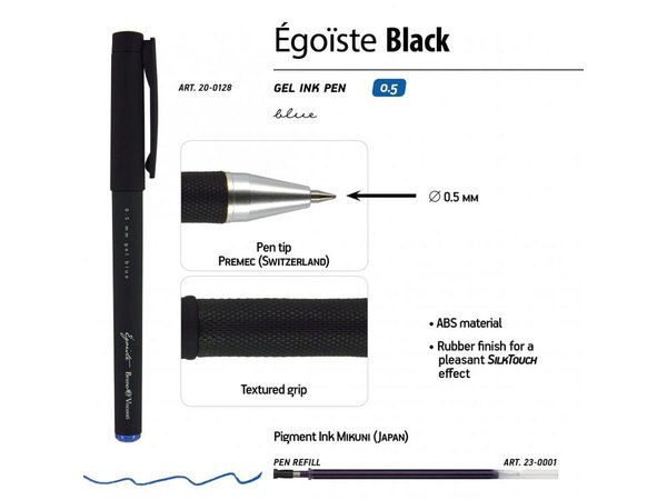 Ручка пластиковая гелевая «Egoiste Black» с лого бренда - Ручка пластиковая гелевая «Egoiste Black» с лого бренда
