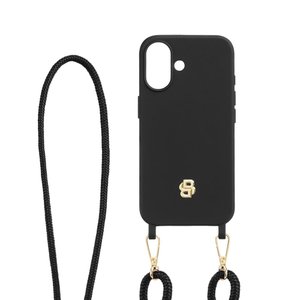 чехол для iphone 16 double b черный с золотом