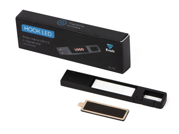USB 2.0- флешка на 32 Гб c подсветкой логотипа «Hook LED» - USB 2.0- флешка на 32 Гб c подсветкой логотипа «Hook LED»