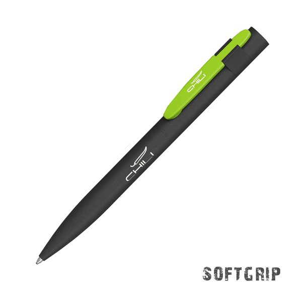Ручка шариковая "Lip SOFTGRIP" - Ручка шариковая "Lip SOFTGRIP" черный с зеленым яблоком
