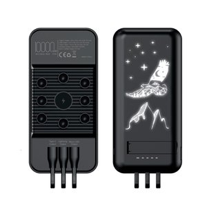 беспроводное зарядное (22.5/15w) устройство "topfull softtouch" 10000 mah с подсветкой лого, присосками, встроенными кабелями, с подставкой