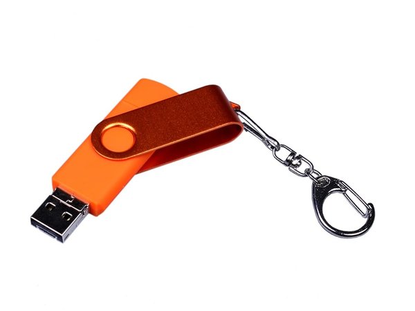 USB 2.0/micro USB/Type-С- флешка на 32 Гб 3-в-1 с поворотным механизмом - USB 2.0/micro USB/Type-С- флешка на 32 Гб 3-в-1 с поворотным механизмом