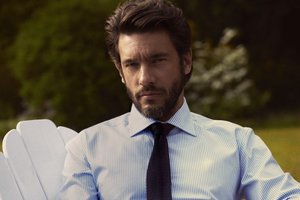 рубашка мужская в полоску reno, темно-синяя