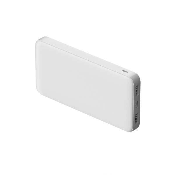 Внешний аккумулятор Polus, 10000 Mah, софт-тач покрытие - Внешний аккумулятор Polus, 10000 Mah, софт-тач покрытие, белый