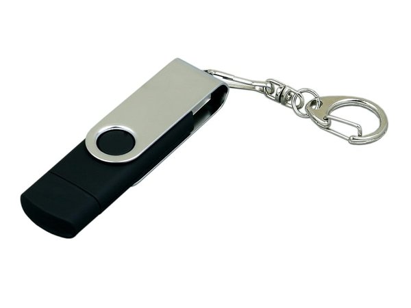 USB 2.0- флешка на 16 Гб с поворотным механизмом и дополнительным разъемом Micro USB - USB 2.0- флешка на 16 Гб с поворотным механизмом и дополнительным разъемом Micro USB