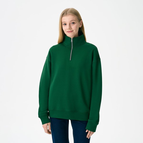 Толстовка на молнии унисекс Флоу (Flow), зеленая, размер 5XL/6XL