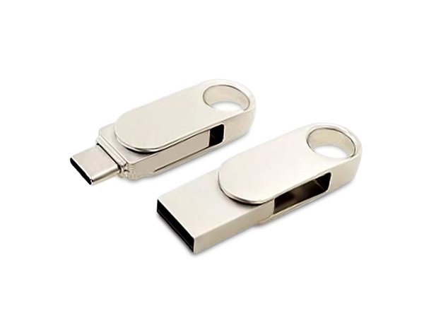 USB 3.0- флешка «Uranium» на 32 Гб с поворотным механизмом и дополнительным разъемом Type-C
