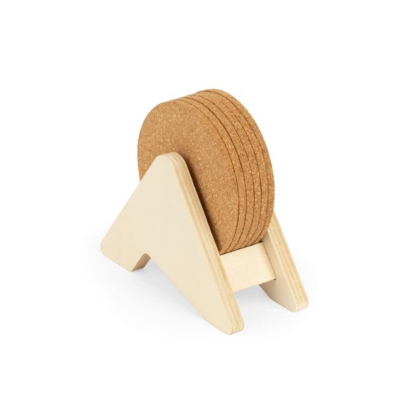 Подставка из фанеры с 6 пробковыми подставками для стаканов PLYCORK - Подставка из фанеры с 6 пробковыми подставками для стаканов PLYCORK