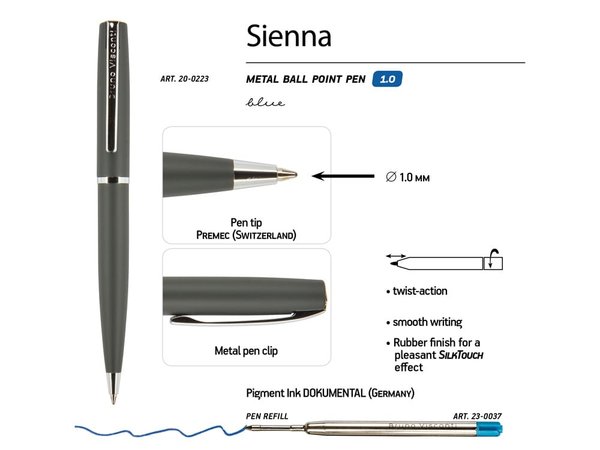 Ручка металлическая шариковая «Sienna», софт-тач - Ручка металлическая шариковая «Sienna», софт-тач