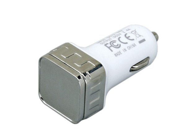 Квадратная автомобильная зарядка на 2 USB-порта - Квадратная автомобильная зарядка на 2 USB-порта