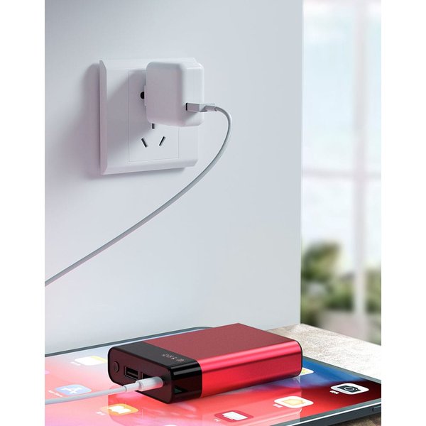 Внешний аккумулятор в металлическом корпусе Apria, 10000 mAh - Внешний аккумулятор в металлическом корпусе Apria, 10000 mAh, красный
