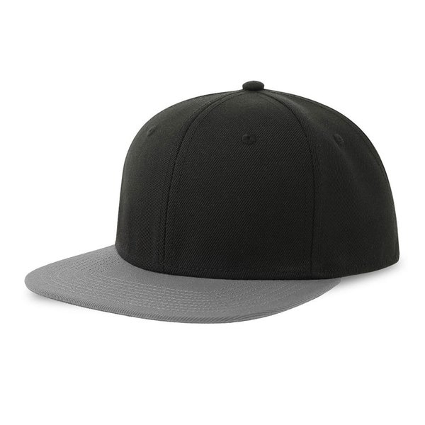 Бейсболка SNAP BACK-S, 6 клиньев, пластиковая застежка - Бейсболка "SNAP BACK-S", 6 клиньев, пластик. застежка, чёрн/сер, 100% перераб. полиэстер, 300 гр/м2