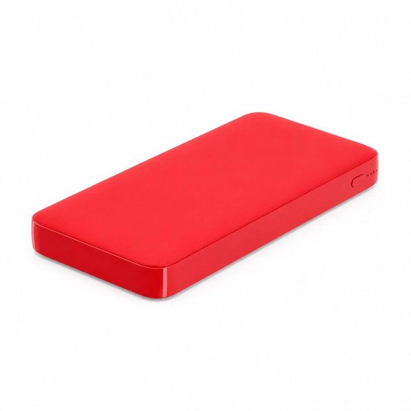 Внешний аккумулятор Polus, 10000 Mah, софт-тач покрытие - Внешний аккумулятор Polus, 10000 Mah, софт-тач покрытие, красный