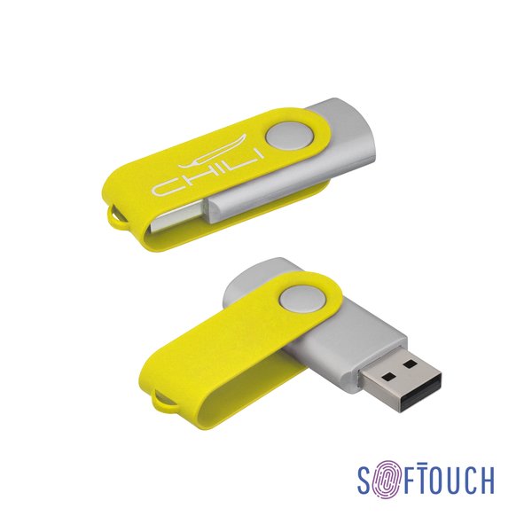 Флеш-карта "Vostok", объем памяти 16GB, покрытие soft touch# - Флеш-карта "Vostok", объем памяти 16GB, покрытие soft touch# желтый