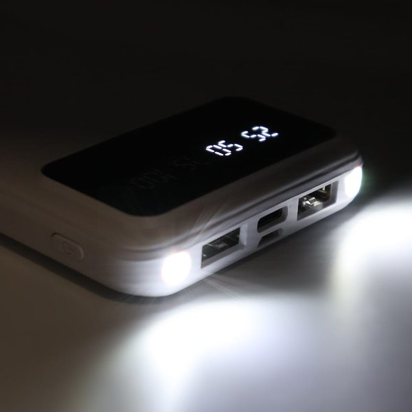 Внешний аккумулятор Dorado 10 000 mAh с фонариком - Внешний аккумулятор Dorado 10 000 mAh с фонариком, белый