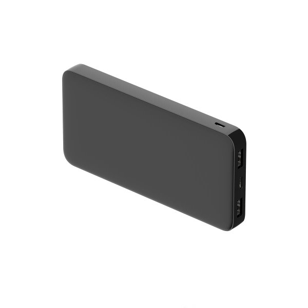 Внешний аккумулятор Polus, 10000 Mah, софт-тач покрытие - Внешний аккумулятор Polus, 10000 Mah, софт-тач покрытие, черный