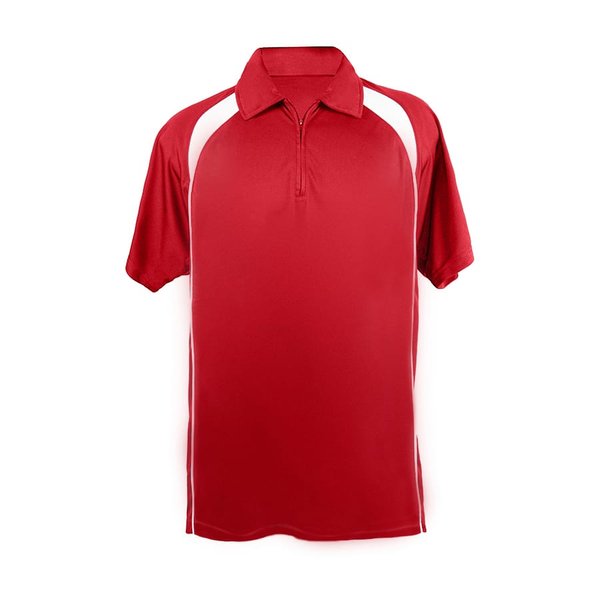 Поло мужское PALLADIUM 140 - Поло "Palladium", красный с белым_2XL, 100% полиэстер, 140 г/м2