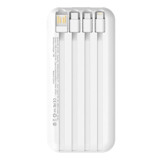 Внешний аккумулятор Authority с беспроводной зарядкой (5W), 10000 mAh - Внешний аккумулятор Authority с беспроводной зарядкой (5W), 10000 mAh, белый