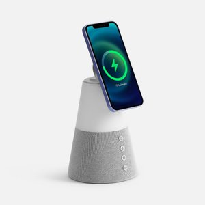 bluetooth-колонка с беспроводной зарядкой и подсветкой cone sonance, серая