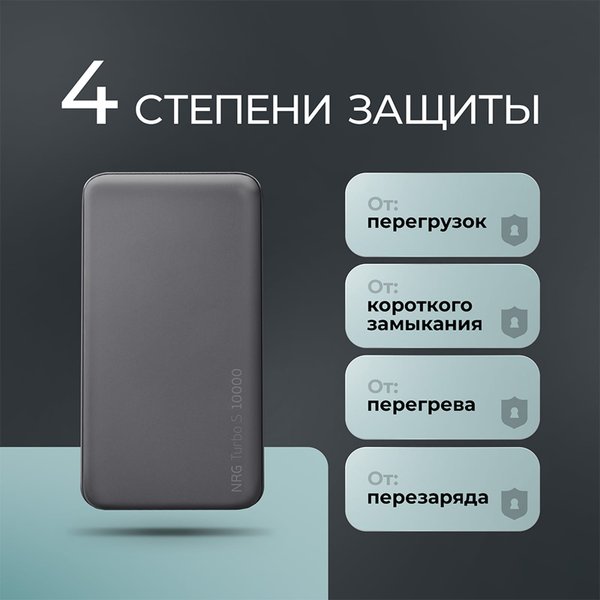 Внешний АКБ NRG Turbo S 10000 mAh, 20Вт - Внешний АКБ NRG Turbo S 10000 mAh, 20Вт