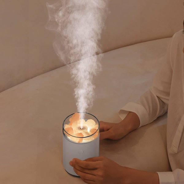 Соляная, светодиодная USB лампа-увлажнитель Aura, белый - Соляная, светодиодная USB лампа-увлажнитель Aura, белый