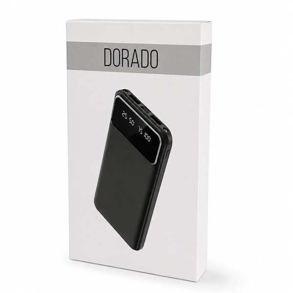 Внешний аккумулятор Dorado 10 000 mAh с фонариком - Внешний аккумулятор Dorado 10 000 mAh с фонариком, черный