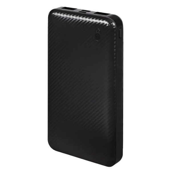 Универсальный аккумулятор Rib 10 (10000 мАч), белый, 13,5х6.8х1,5 см - Универсальный аккумулятор Rib 10 (10000 мАч), черный, 13,5х6.8х1,5 см