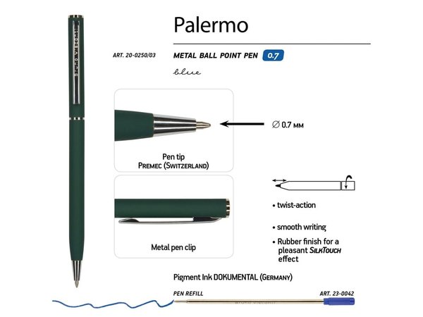 Ручка металлическая шариковая «Palermo», софт-тач - Ручка металлическая шариковая «Palermo», софт-тач
