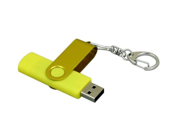 USB 2.0- флешка на 16 Гб с поворотным механизмом и дополнительным разъемом Micro USB - USB 2.0- флешка на 16 Гб с поворотным механизмом и дополнительным разъемом Micro USB