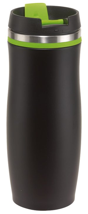кружка дорожная двустенная dark crema, черный, зеленый