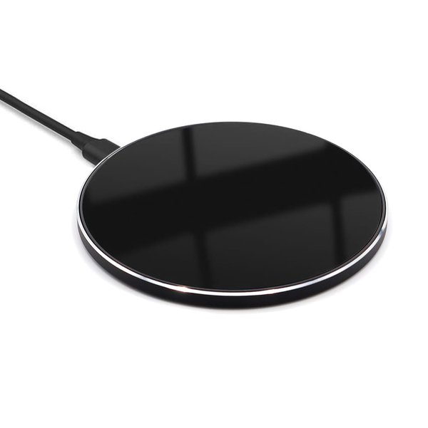 Беспроводное зарядное устройство Gravy с подсветкой и гравировкой 15W, черный - Беспроводное зарядное устройство Gravy с подсветкой и гравировкой 15W, черный
