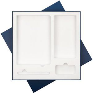 подарочная коробка с ложементом для ежедневника, ручки и аккумулятора, синяя (под съемные ложементы)