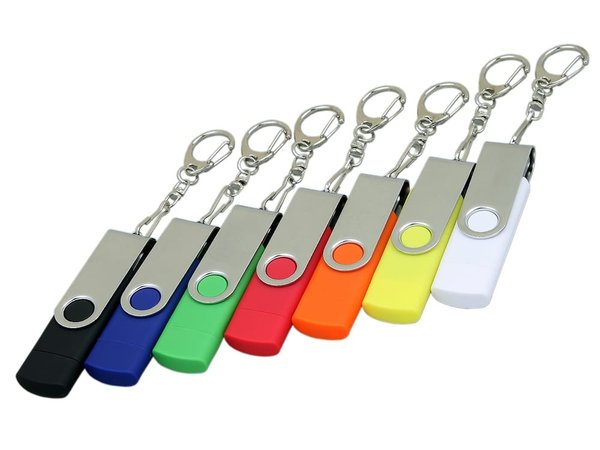 USB 2.0- флешка на 16 Гб с поворотным механизмом и дополнительным разъемом Micro USB - USB 2.0- флешка на 16 Гб с поворотным механизмом и дополнительным разъемом Micro USB