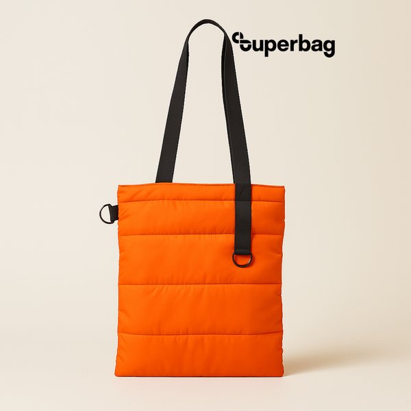 Шоппер Superbag Bubble, стёганый, с магнитной кнопкой - Шоппер Superbag Bubble, стёганый, с магнитной кнопкой (оранжевый с черным)