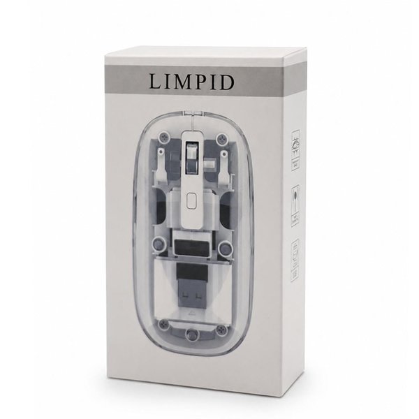 Мышь компьютерная беспроводная прозрачная Limpid, белый - Мышь компьютерная беспроводная прозрачная Limpid, белый