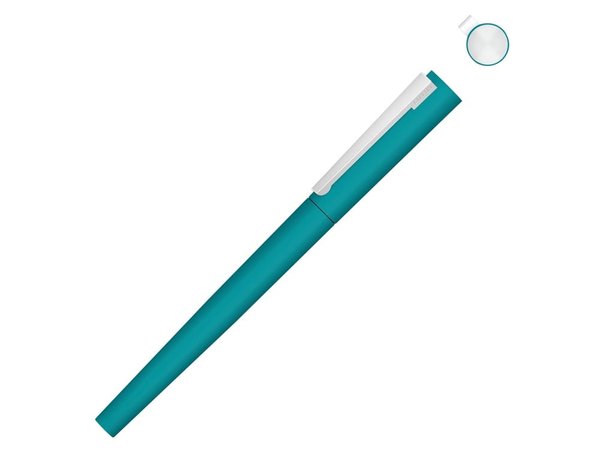 Ручка металлическая роллер «Brush R GUM» soft-touch с зеркальной гравировкой - Ручка металлическая роллер «Brush R GUM» soft-touch с зеркальной гравировкой