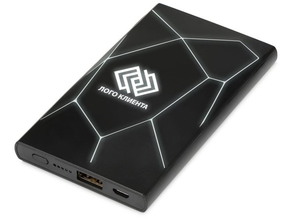 Внешний беспроводной аккумулятор «Geo Wireless» с подсветкой лого, 5000 mAh - Внешний беспроводной аккумулятор «Geo Wireless» с подсветкой лого, 5000 mAh