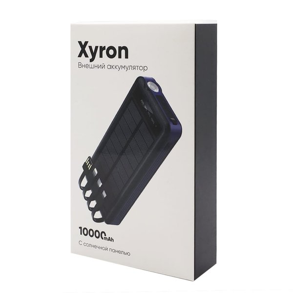 Внешний аккумулятор Xyron с солнечной панелью, 10000 mAh - Внешний аккумулятор Xyron с солнечной панелью, 10000 mAh, синий